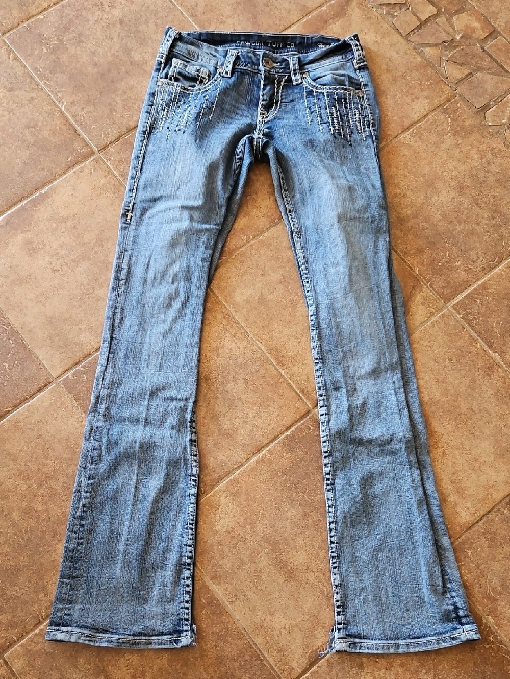 Cowgirl Tuff Light Blue Embellished Bootcut Jeans